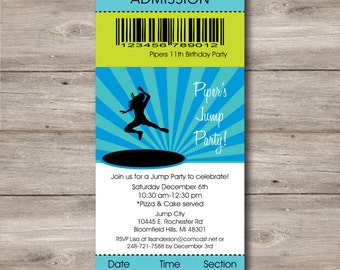 Girl's Jump Party Invitation with Editable Text, Printable Trampoline Party Invitation, Jump Themed Party Invitation, Personalize and Print