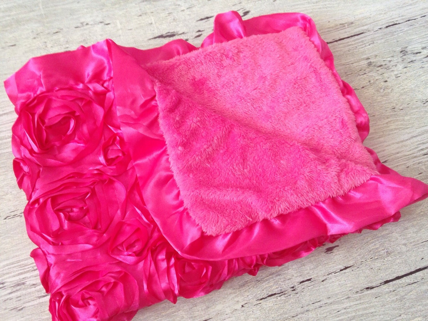 Hot Pink Baby Blanket Plush Baby Blanket by BabySquishyCheeks