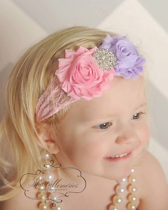 Pink Headband/Lavender Headband/Flower Girl Headband/Infant