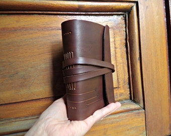 Leather notebook.Leather book.Leather Journal. Sketchbook. Blank book. 4.5 x 6.3 inches. Dark brown.