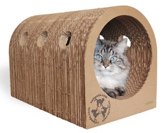 Original Catpods - cat house tunnel scratcher, cardboard furniture that lasts, eco-friendly & modern pet bed, unique gift for animal lovers