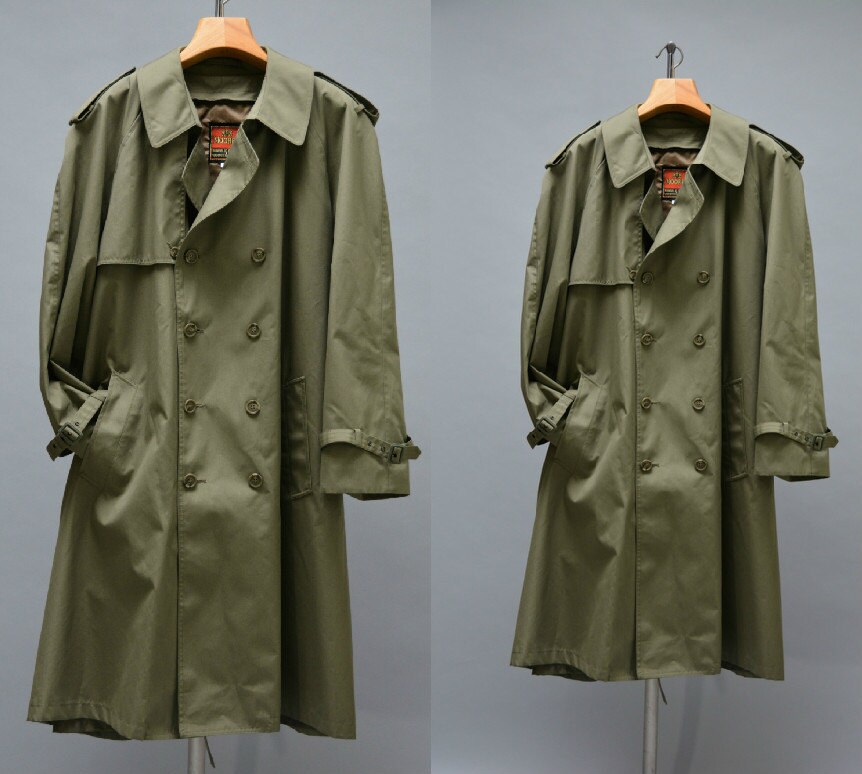 Classic Men's Trench Coat Vintage Khaki Olive Green
