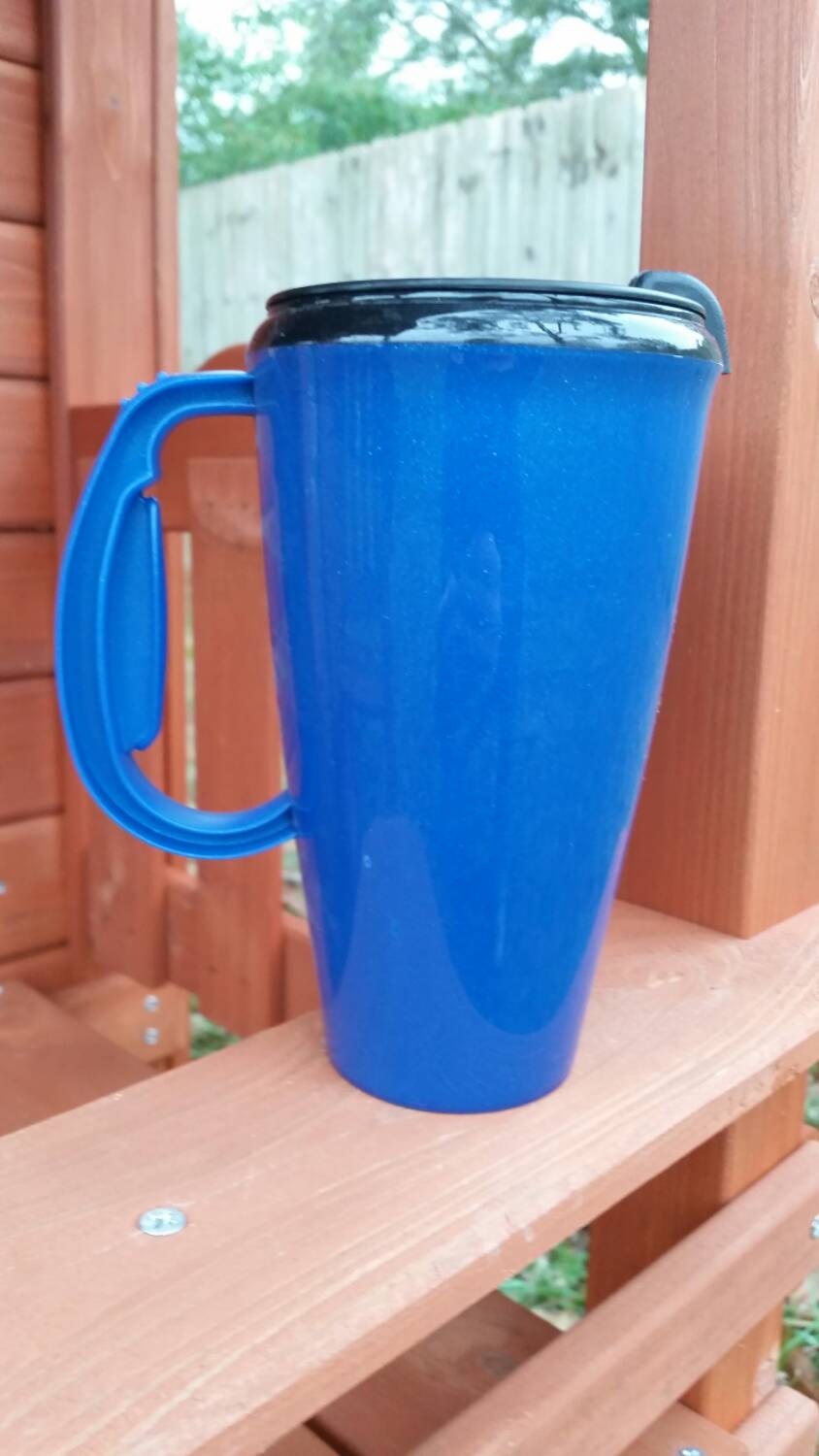 Monogram Travel Mug Plastic Travel Mug with by JustABrushAndPaint