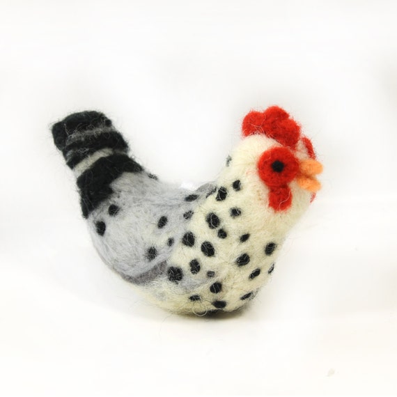 Chicken needle felted wool by ClawsandFangs on Etsy