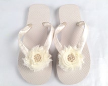 Popular items for bride flip flops on Etsy