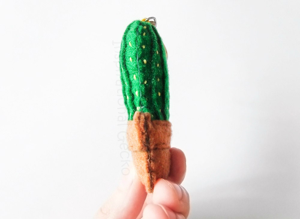 Cactus plush keychain succulent keyring charm botanic lovers