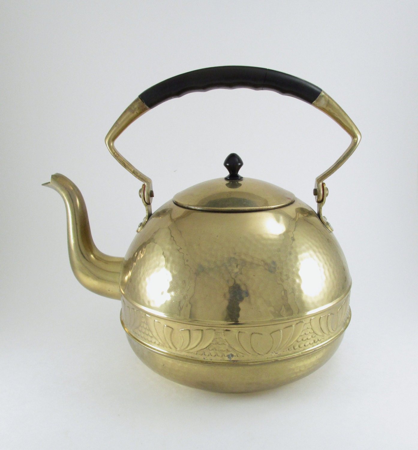 Hammered Brass German Tea Kettle Vintage by TREASUREandSUCH