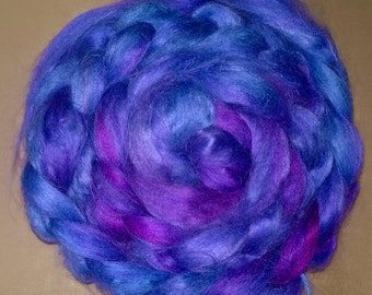 Milk Fiber Hand Dyed -Cobalt Sapphire -Blue Pink Purple 1oz