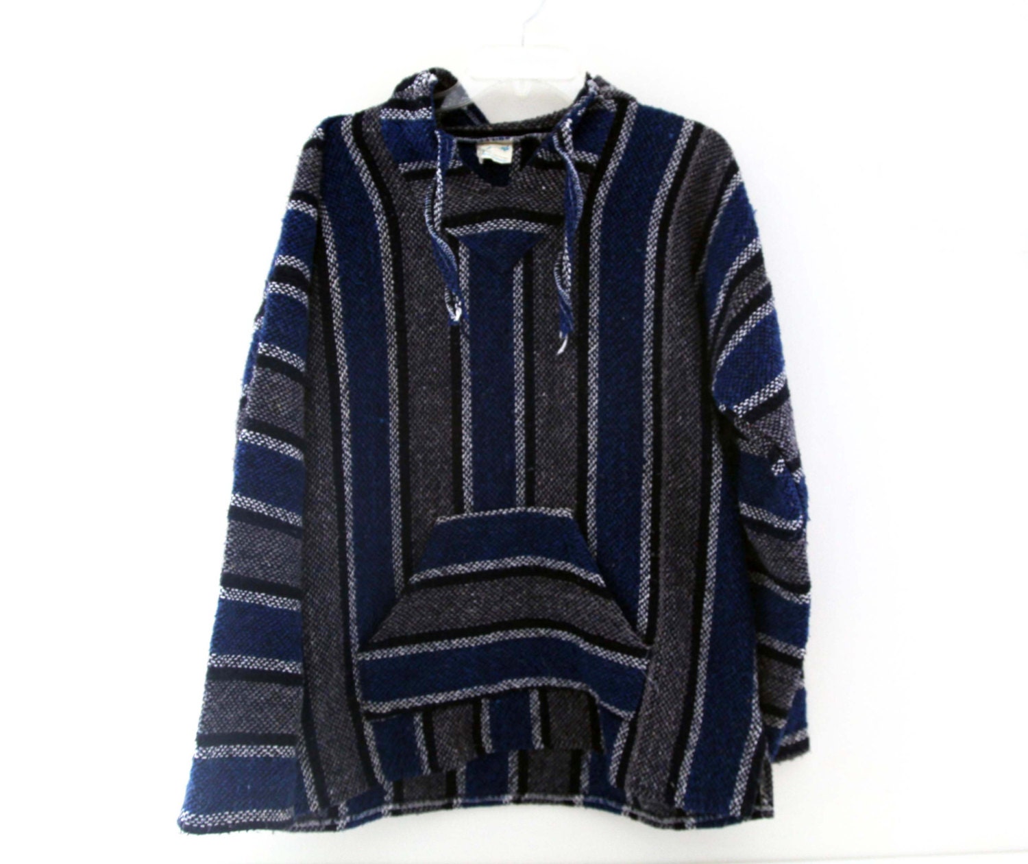 Vintage 80s 90s Baja hoodie drug rug blue black gray