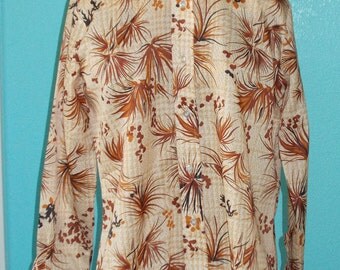 60s Vintage Polyester Crepe "Kmart" Ladies Long Sleeve Blouse — Size 36