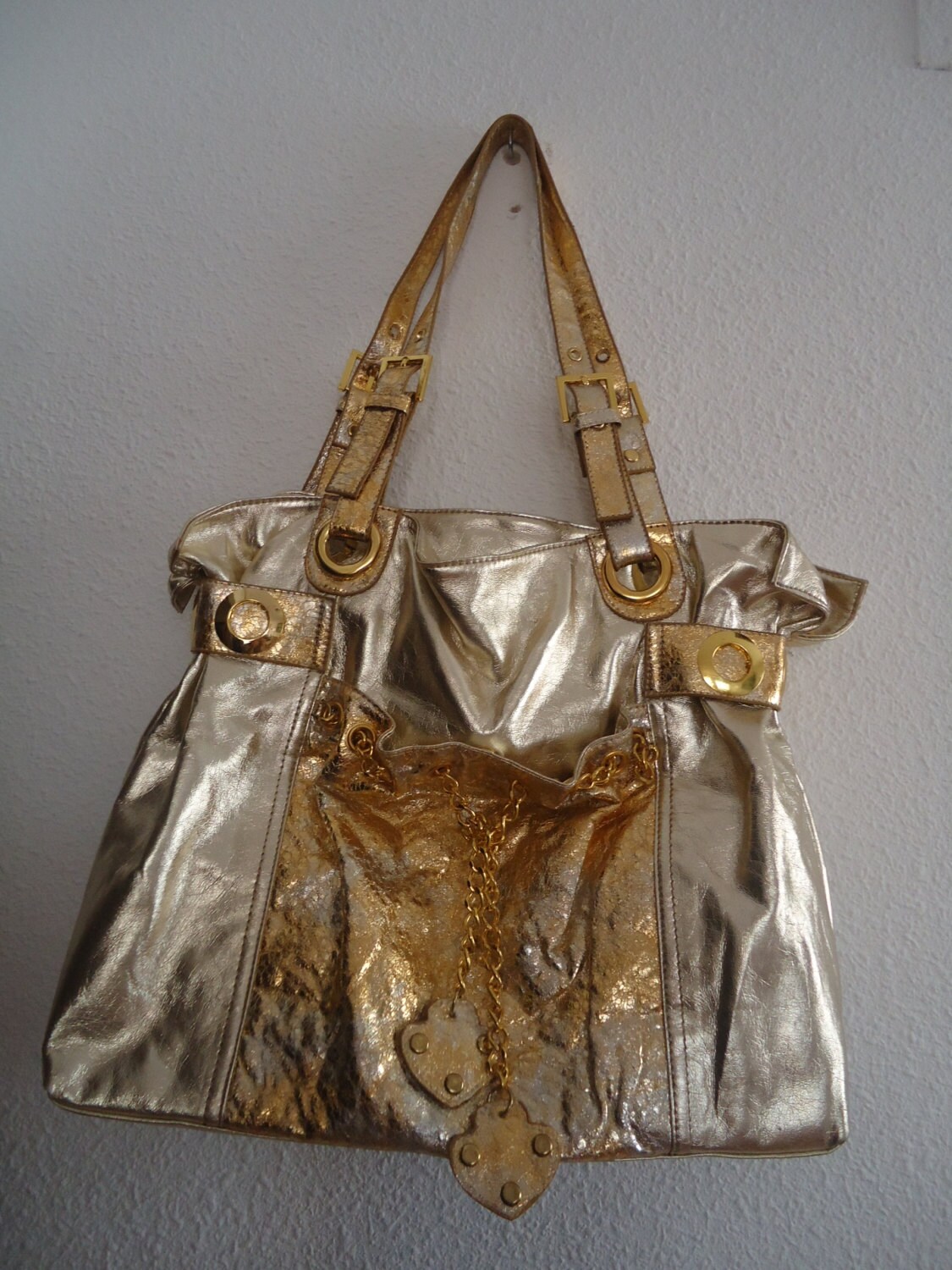 Gold Metallic HandbagLadies BagStrap Bag by BoutiqueDeElite