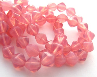 Milky Pink 6mm Bicone Czech Glass Beads 50pc #2626