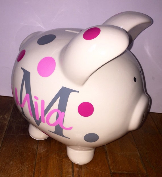 Personalized Piggy Bank by BitsNPiecesBySK on Etsy