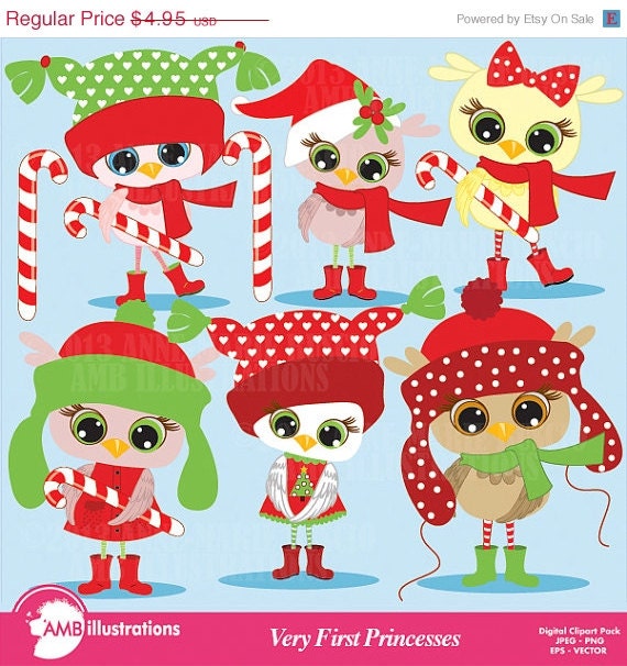80% OFF Holiday Christmas Owls for clipart and card design, vector graphics, digital clipart, instant download AMB-365 Il_570xn