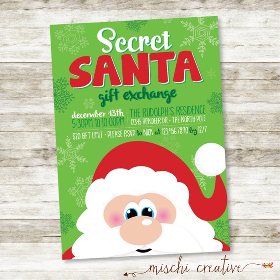 Secret Santa Gift Exchange Holiday Party Digital Printable