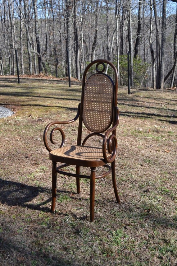 Vintage Bentwood Arm Chair Cane Seat High Back by PanchosPorch