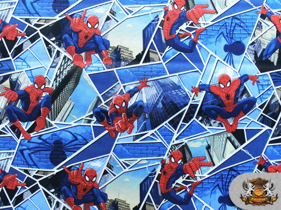 100% Cotton Print Fabric Spiderman Web Swinging Action
