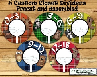 Custom Baby Closet Dividers Woodland Baby Boy Closet Dividers Clothes Dividers Size Dividers Hangers Rod divider Forest nursery organizer