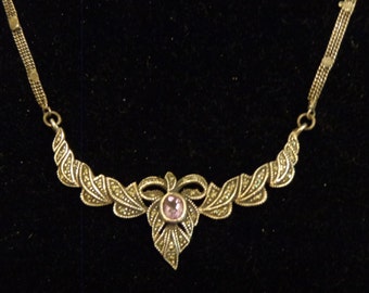 Amethyst and Marcasite sterling silver 15" necklace