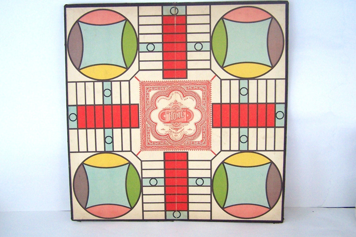 Vintage 1940s Parcheesi Game Board Wall Art Board Game Art