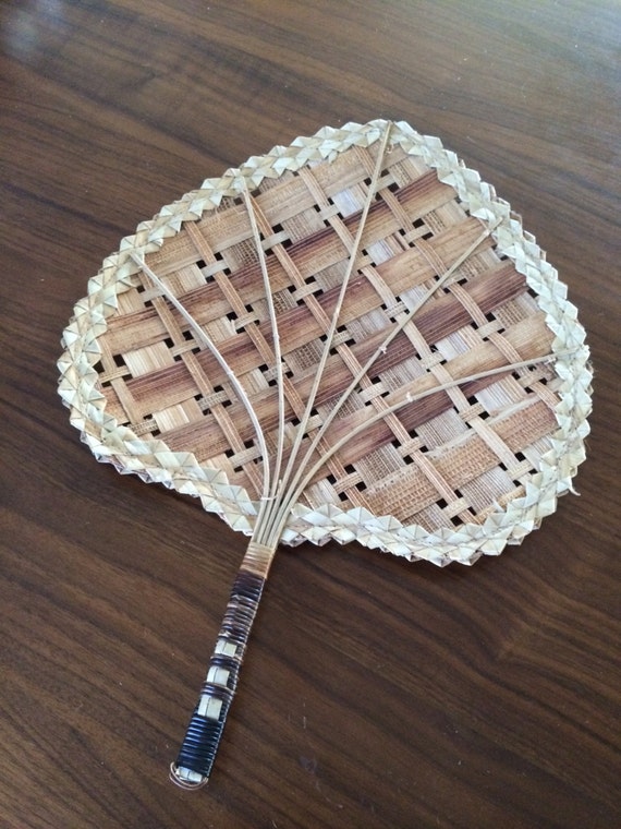 vintage rattan fan hand woven wicker fan mid century wall