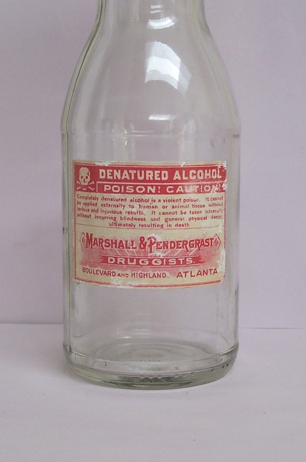 Vintage Denatured Alcohol Poison Bottle Label Marshall