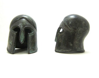 Spartan Helmet , Greek bronze Corinthian helmet of hoplite , Museum Copy