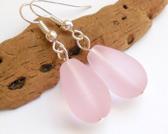 Pink Sea Glass Earrings,Sea Glass Jewelry,Seaglass Earrings,Seaglass Jewelry,Beach Glass Jewelry,Beach Glass Earrings,Beach.Free Shipping
