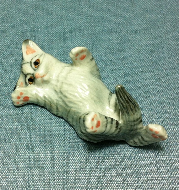 Miniature Ceramic Cat Kitty Kitten Pet Animal Cute Little Tiny