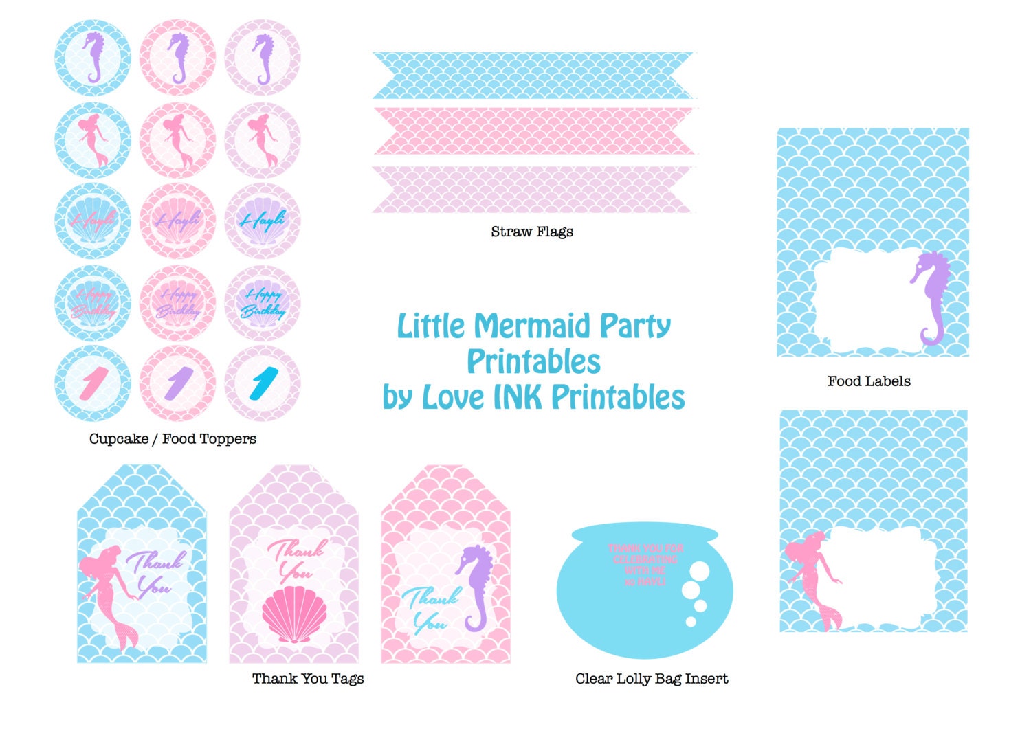 Little Mermaid Birthday Party Printables