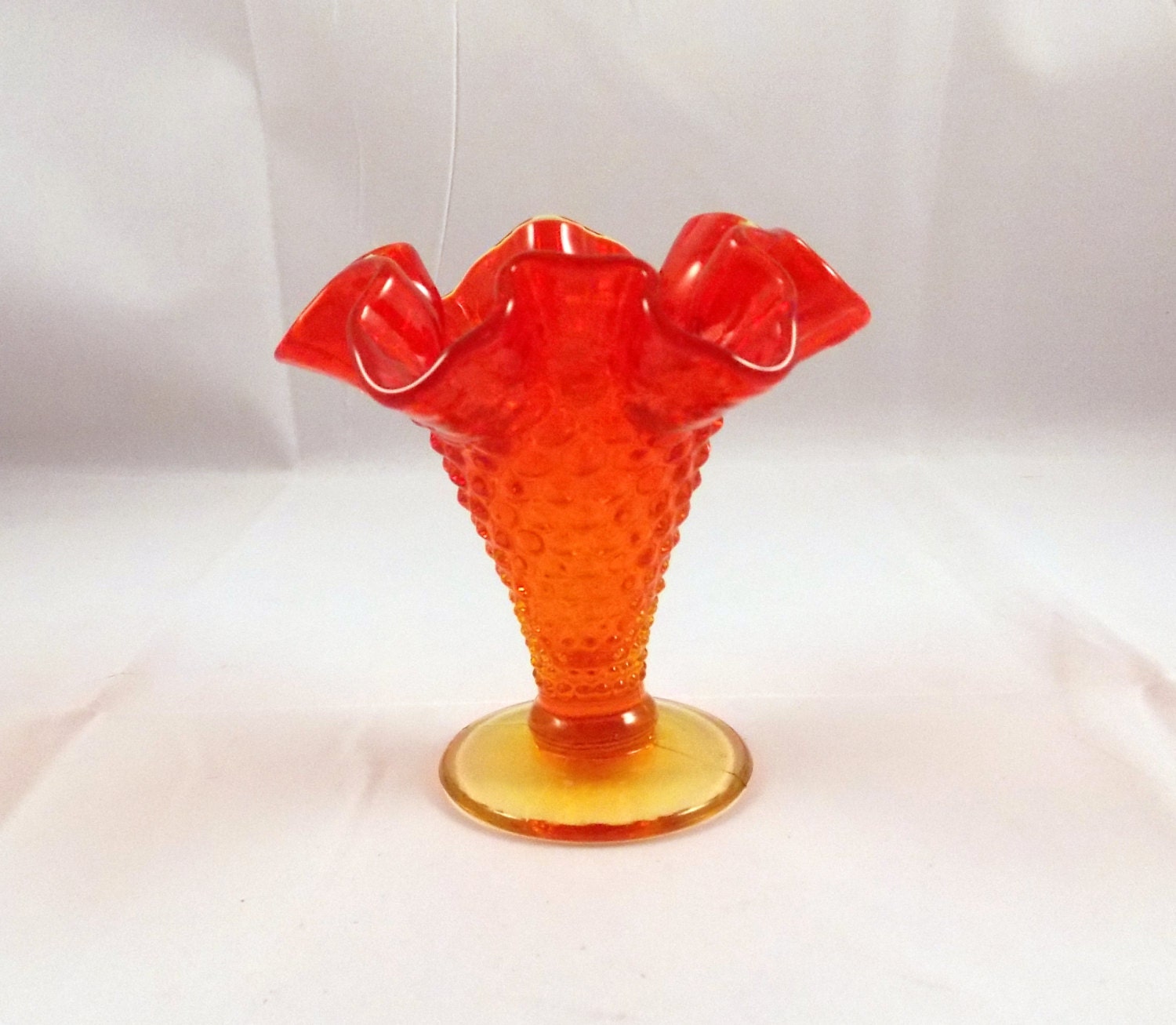 Vintage Fenton Glass Vase Hobnail Orange Free by StoneCreekResale