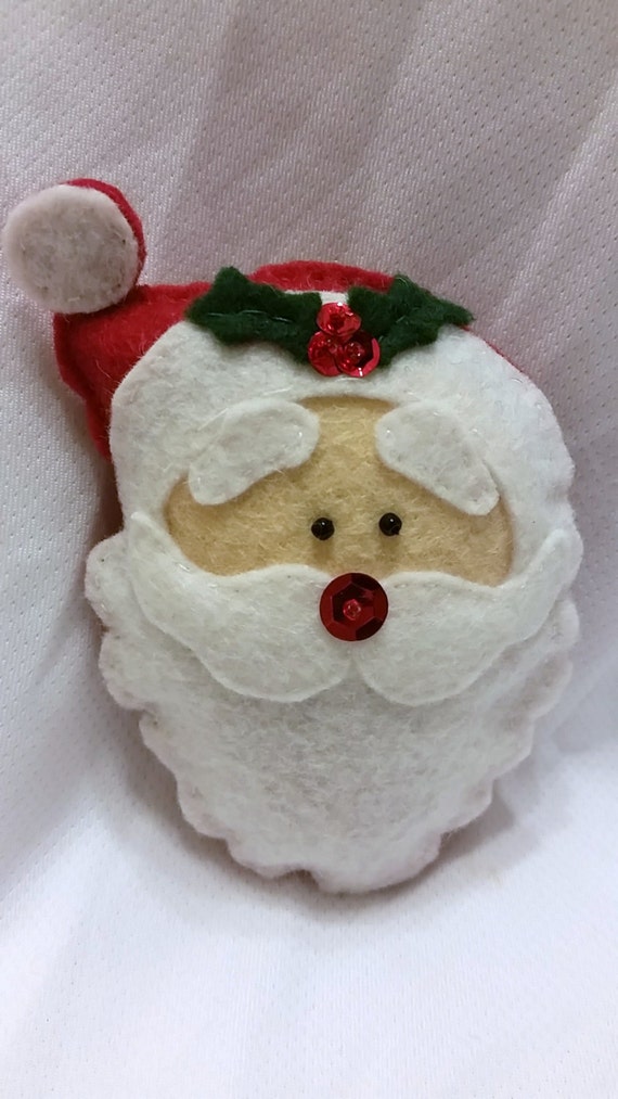 Christmas Ornament-Felt Santa Face 533F by AmysKeepsakeCrafts