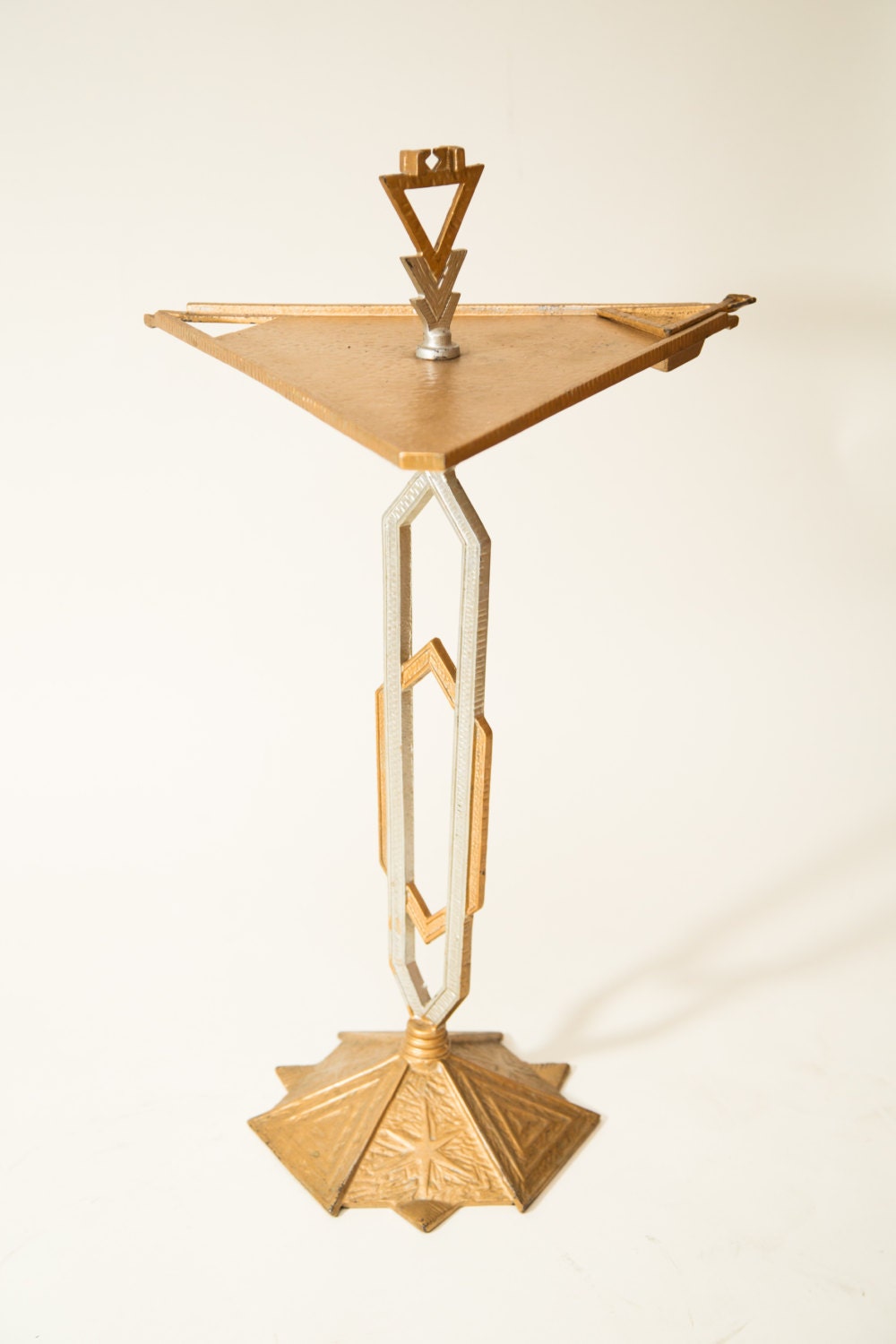 Vintage Cigarette Table with Gold and Silver Triangle ...