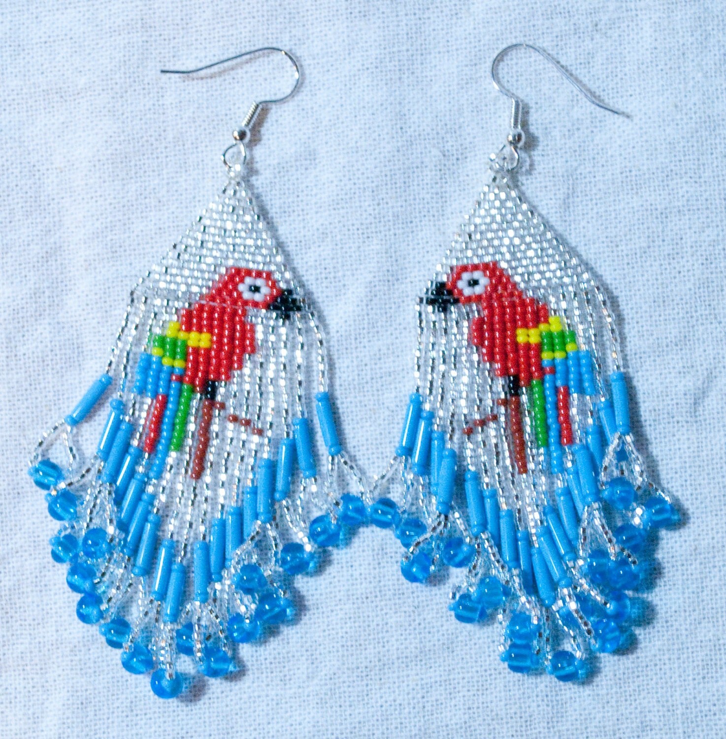 Native American Brick Stitch Parrot Earrings