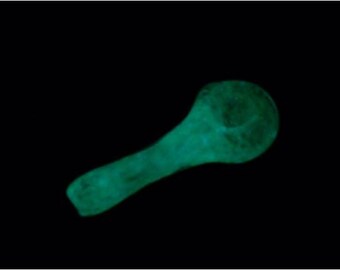 Green Glow-in-the-Dark Spoon Pipe - medium glass solid glow inside-out spoon pipe