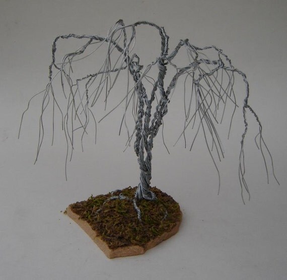 DrahtSkulptur Silber Draht Baum Bonsai Baum Weeping Willow