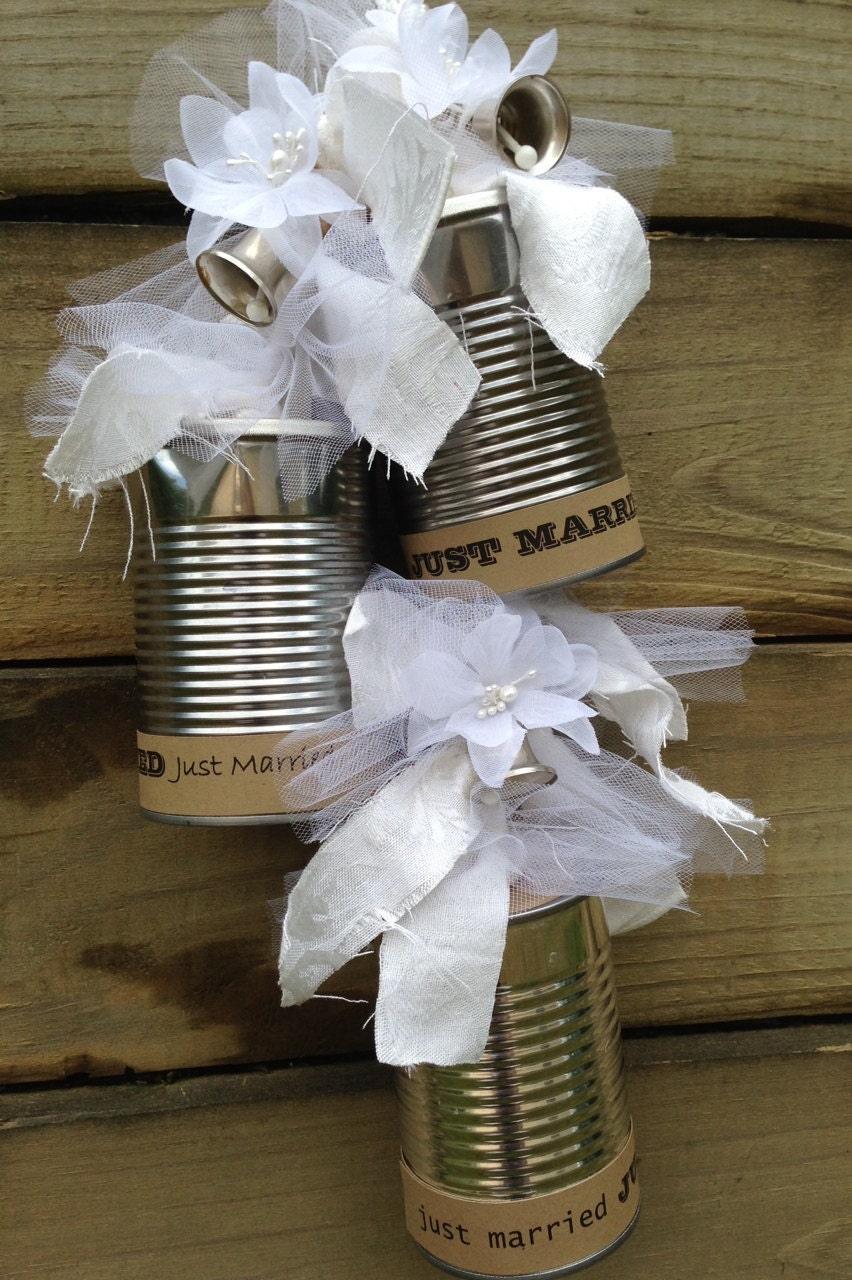 Wedding Tin Cans for Just Married Newlyweds Leaving for