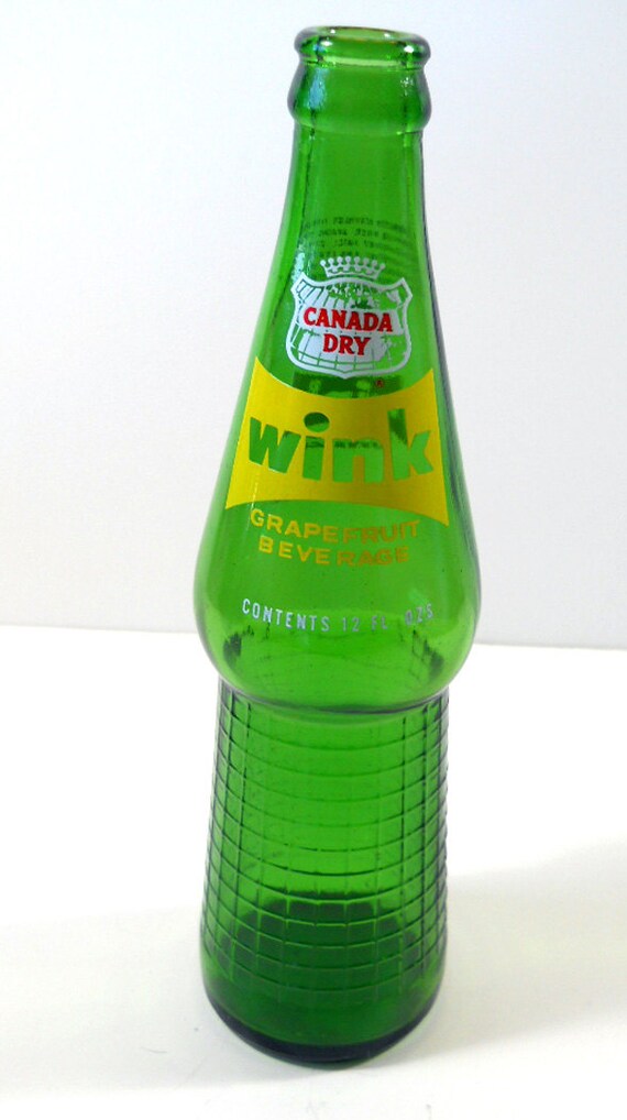 Items similar to Vintage 1960's Canada Dry Wink grapefruit soda bottle