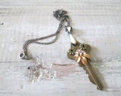 Owl Key Pendant, Assemblage Jewelry