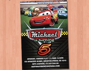 Cars Birthday Invitation - Cars Invitation, Printable Cars Invitation, Cars 2 Invitation, Birthday Party Ideas Lightning McQueen