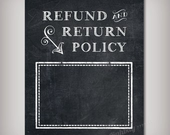 Small Business Sign - Refund and Return Policy - 8x10 and 5x7 INSTANT ...