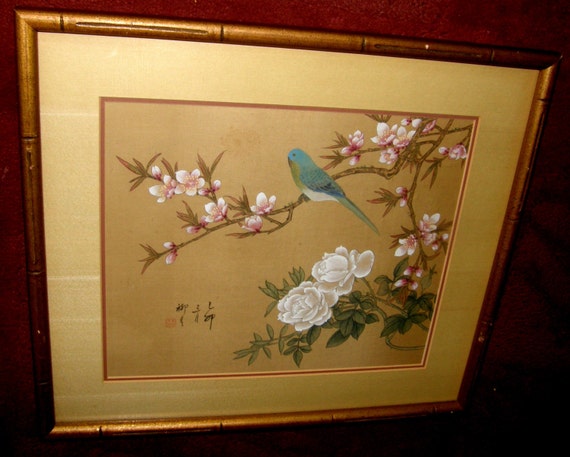 Items similar to Oriental Original Japanese Silk Watercolor Painting