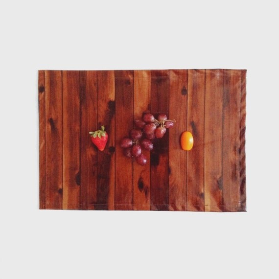 Wood Grain Vinyl Placemat Laminated Cotton Wipeable Table
