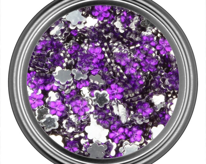 Dark Purple Flower Rhinestone Gems Flat Back Face Art Nail Art Scrapbook Phone Decoration 3mm