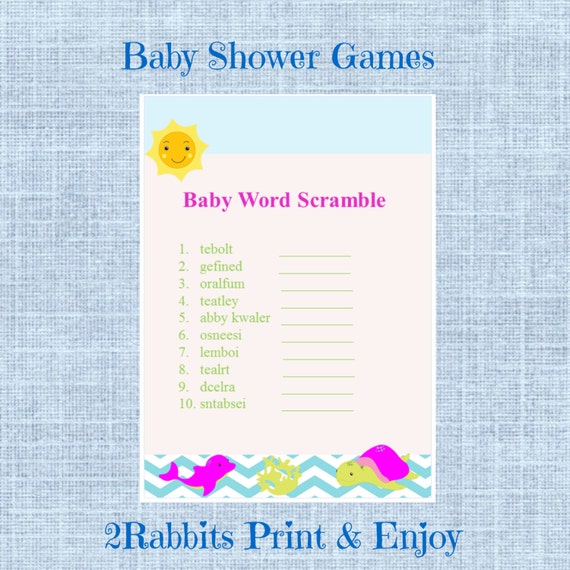 Download Under the Sea Baby Shower Word Scramble Game Sea Animals Baby