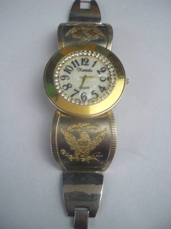 Flashy Gold Toned Rhinestone Xanadu Quartz Watch Japan Movt