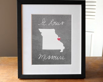St. Louis Missouri Art, Concrete Gray State Print, St. Louis Print, Missouri Gift, State Print