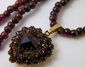 Antique Locket Victorian Bohemian Garnet Heart Necklace Valentine's Day Birthday Anniversary Gift