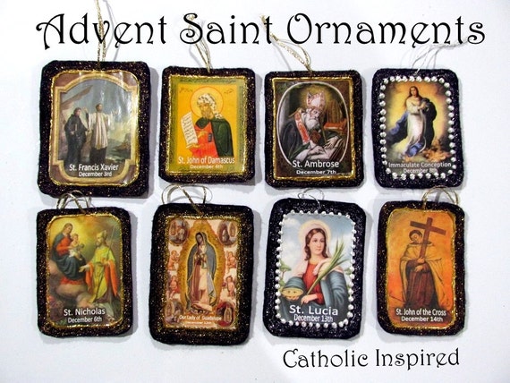 Advent Saint Ornaments {8 Sparkly Images}