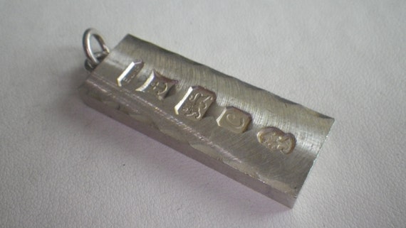 Vintage Sterling Silver Ingot Bullion Bar Mens Necklace